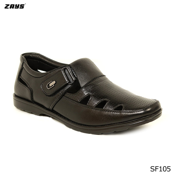 Zays Leather Premium Half Shoe for Men - Black - SF79