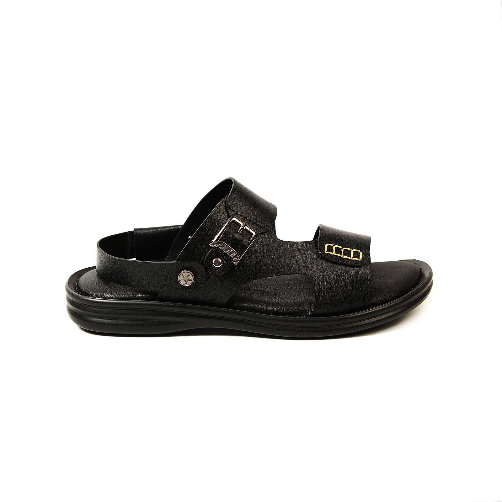 Zays Leather Sandal For Men (Black) - ZA09