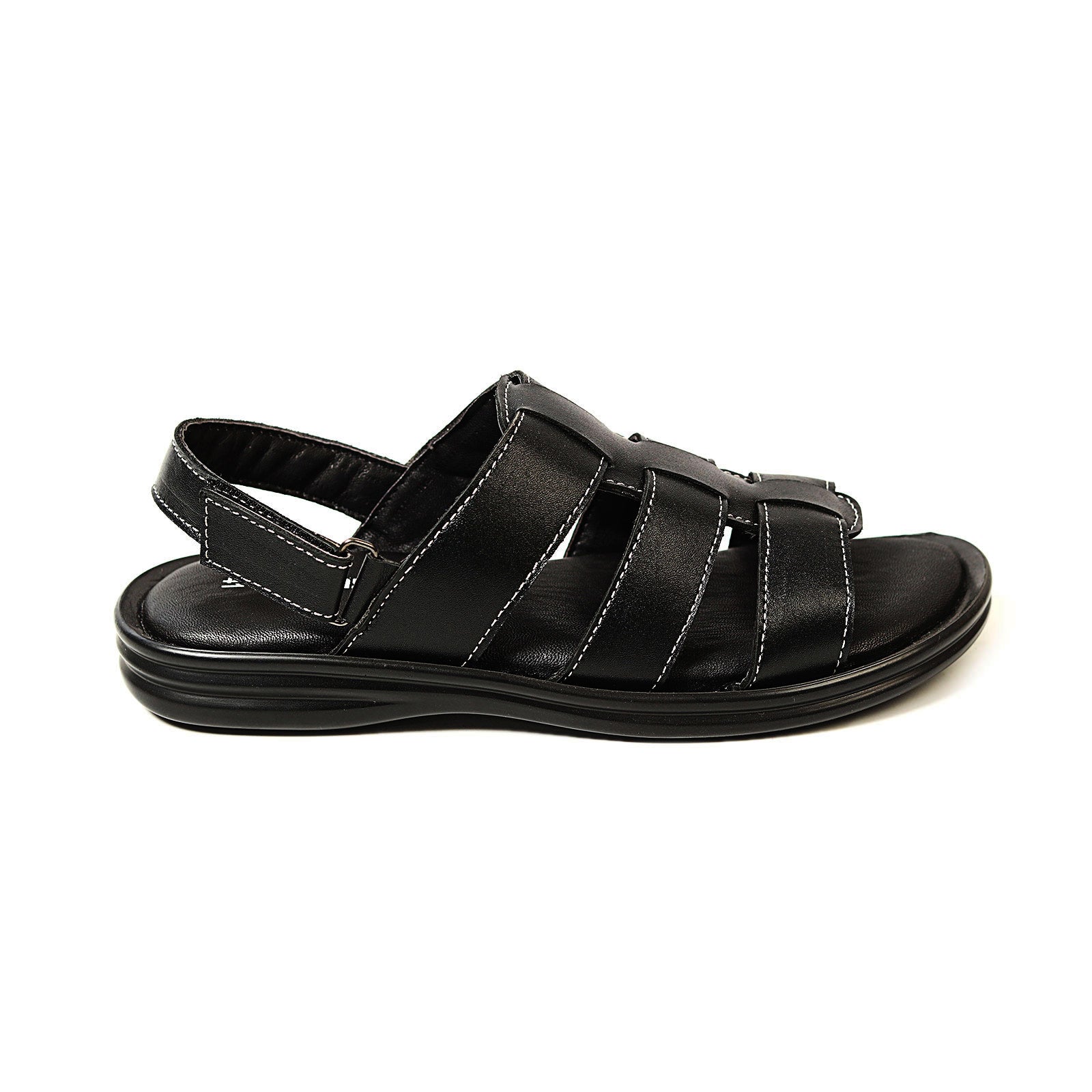 Zays Leather Sandal For Men (Black) - ZA10