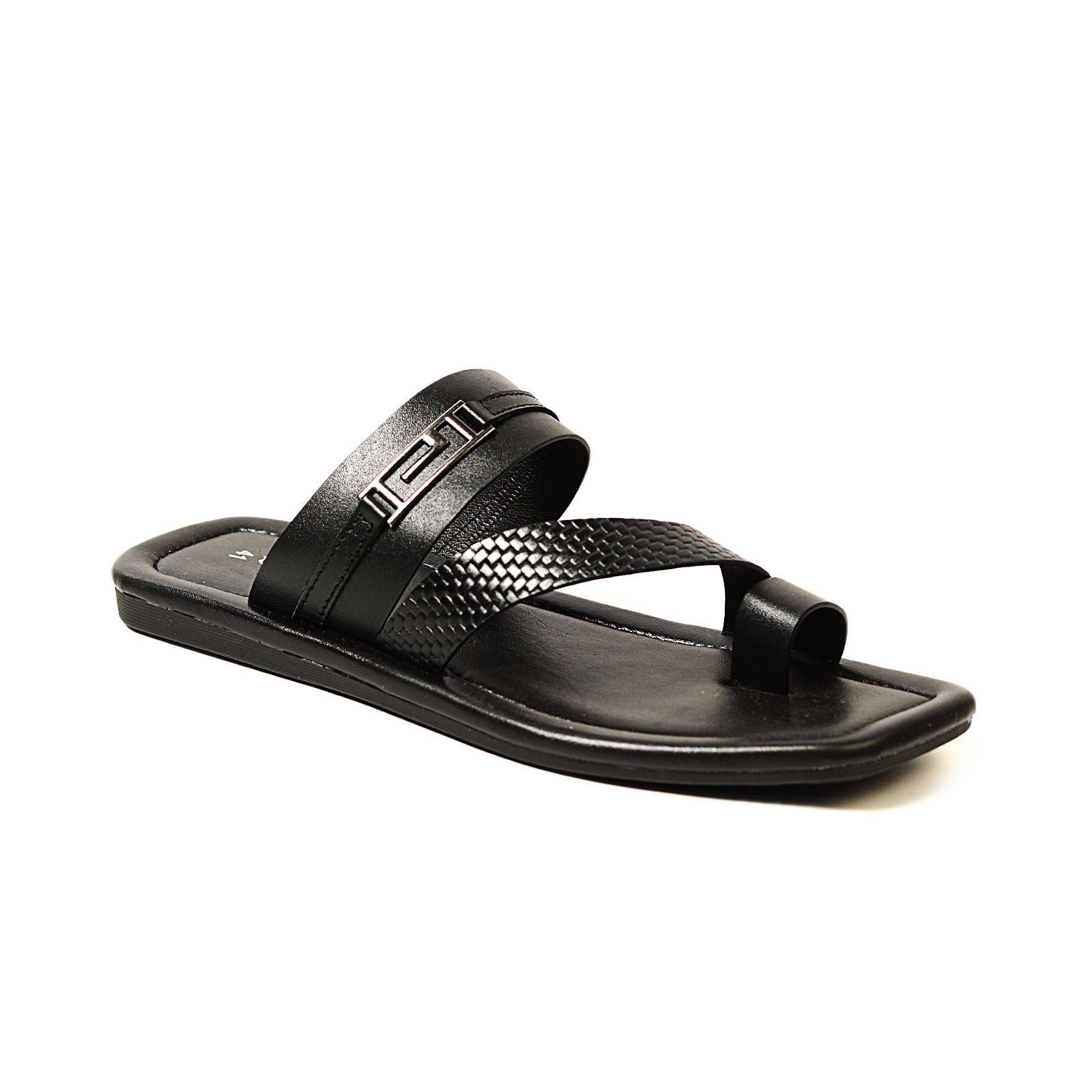 Zays Leather Sandal For Men (Black) - ZA13