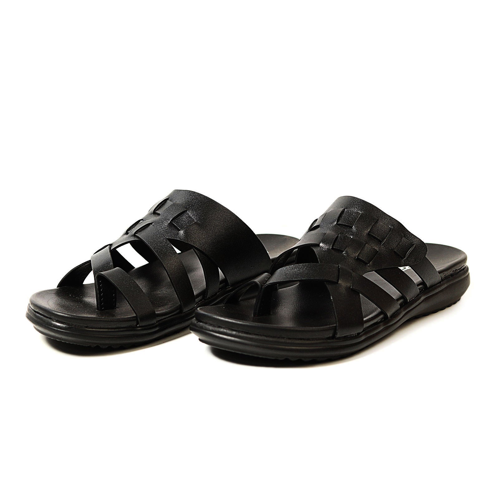 Zays Leather Sandal For Men (Black) - ZA12