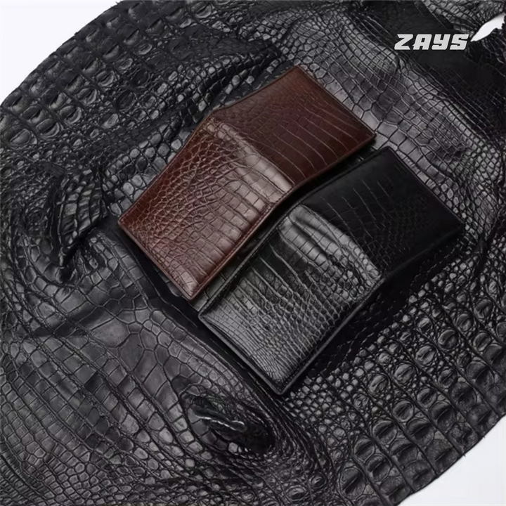 Zays Premium Crocodile Embossed Leather Short Wallet for Men – Stylish & Durable