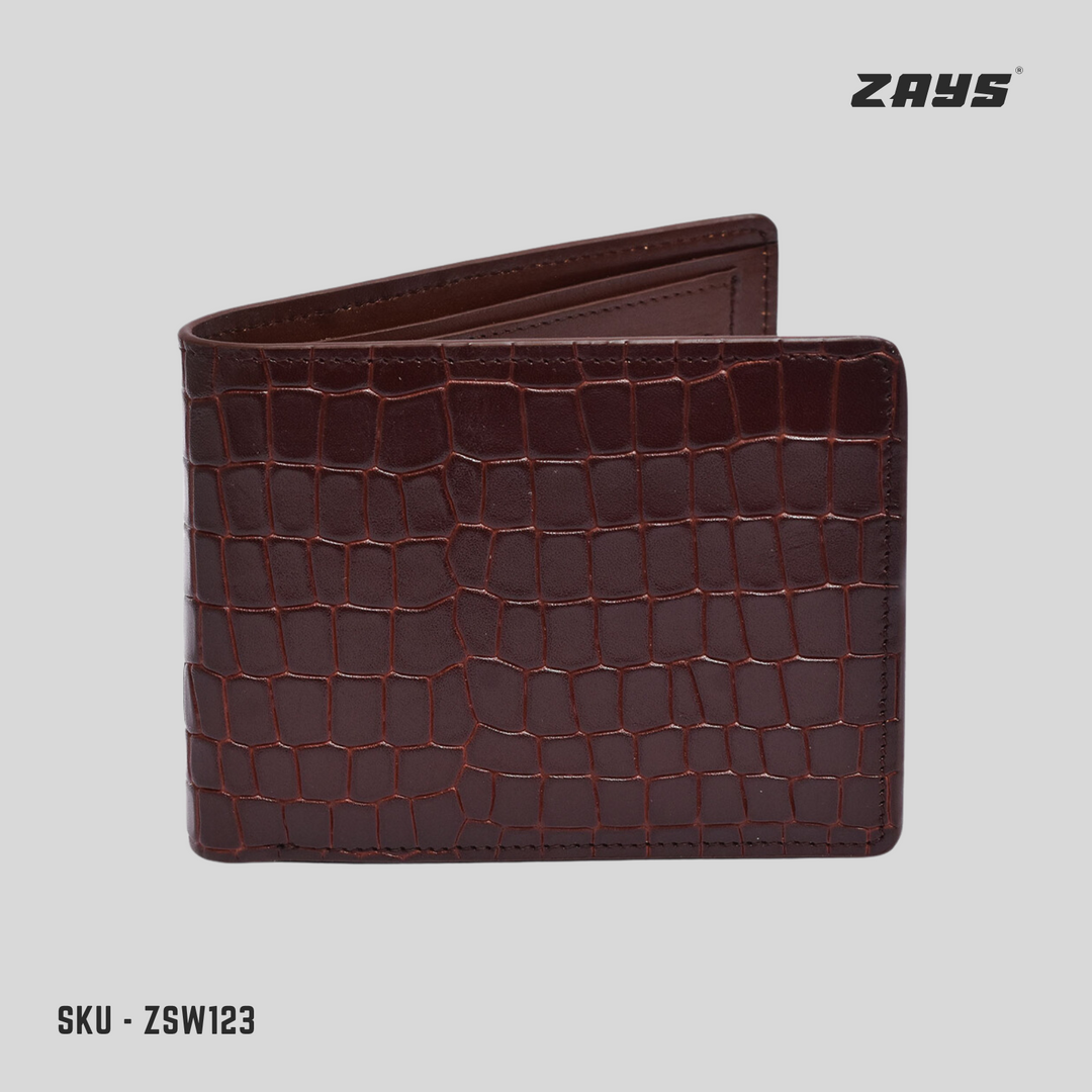 Zays Premium Crocodile Embossed Leather Short Wallet for Men – Stylish & Durable