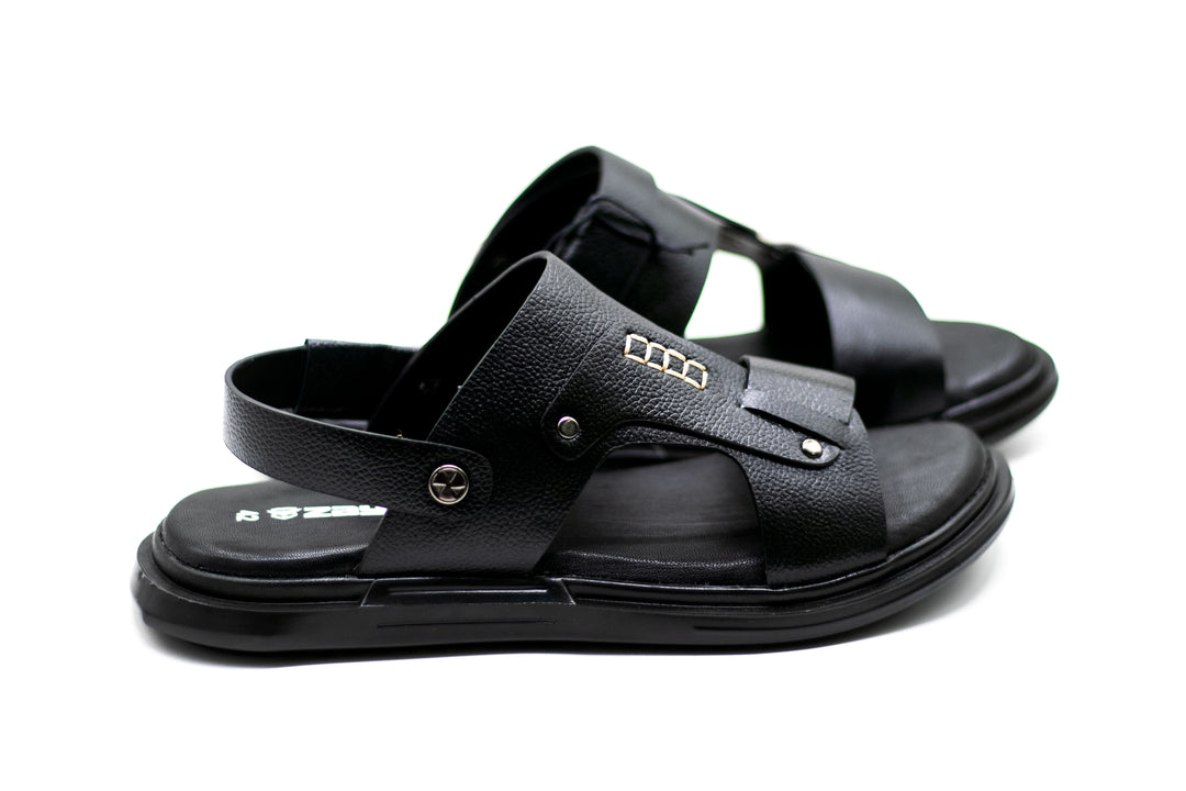 ZAYS Men's Leather Close Sandal (Black) - Stylish & Durable ZA6 | Premium Footwear for Comfort & Elegance