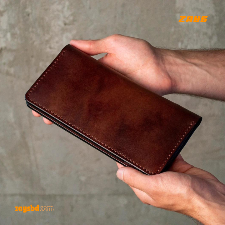 ZAYS Premium Quality Long Wallet for Men | 100% Genuine Pull-Up Leather | Handcrafted Durable & Stylish | Mobile Compartment, Multiple Card Slots & Cash Sections | Perfect for Business, Travel & Everyday Use | Luxury Gift Packaging | Pre-Order Available