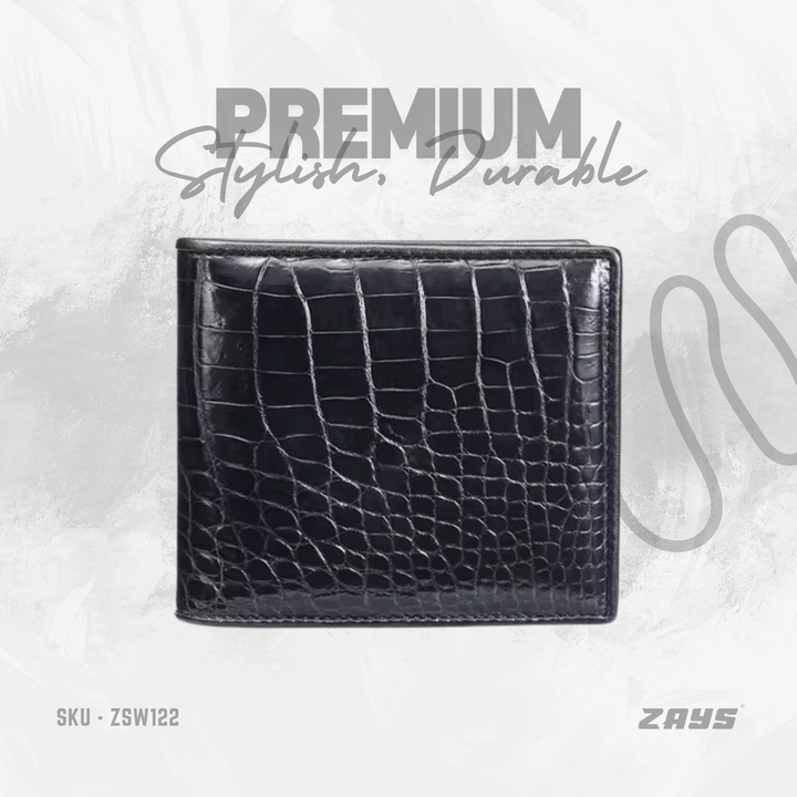 Zays Premium Crocodile Embossed Leather Short Wallet for Men – Stylish & Durable