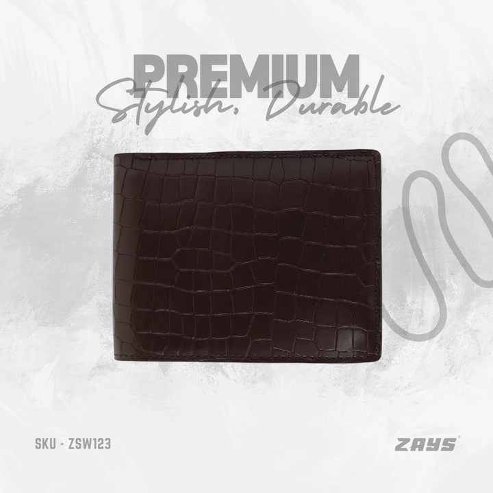 Zays Premium Crocodile Embossed Leather Short Wallet for Men – Stylish & Durable