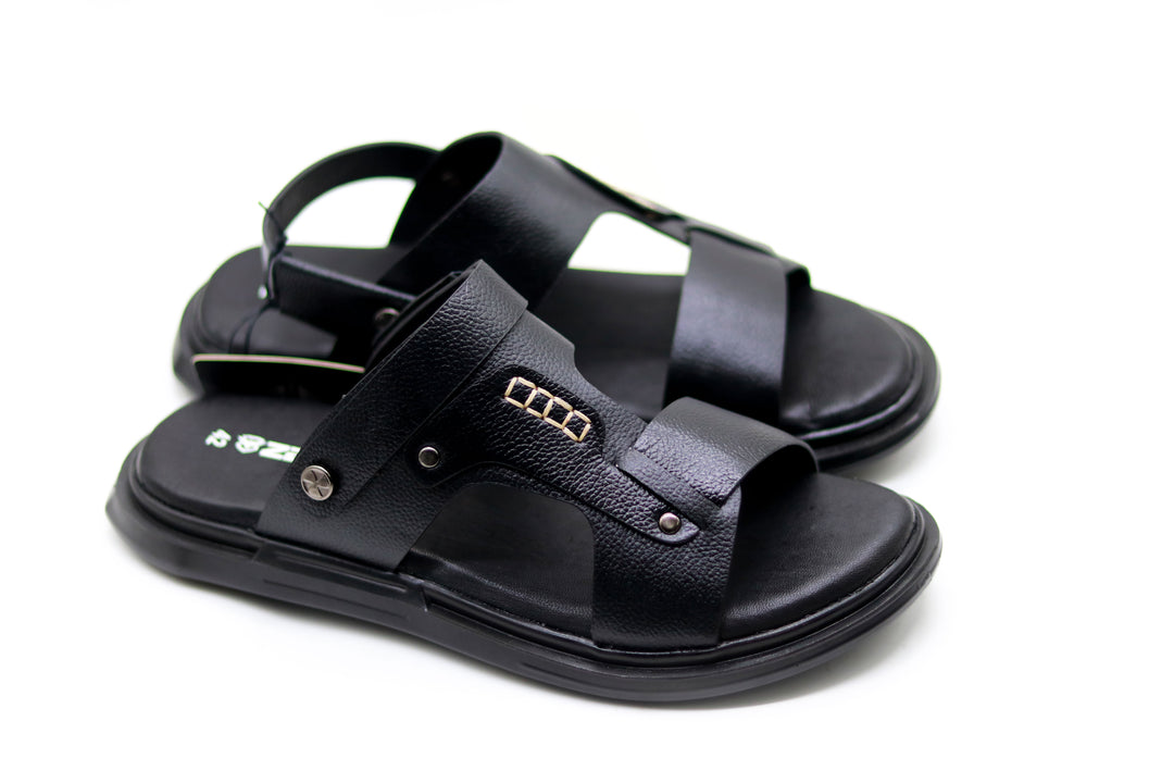 ZAYS Men's Leather Close Sandal (Black) - Stylish & Durable ZA6 | Premium Footwear for Comfort & Elegance