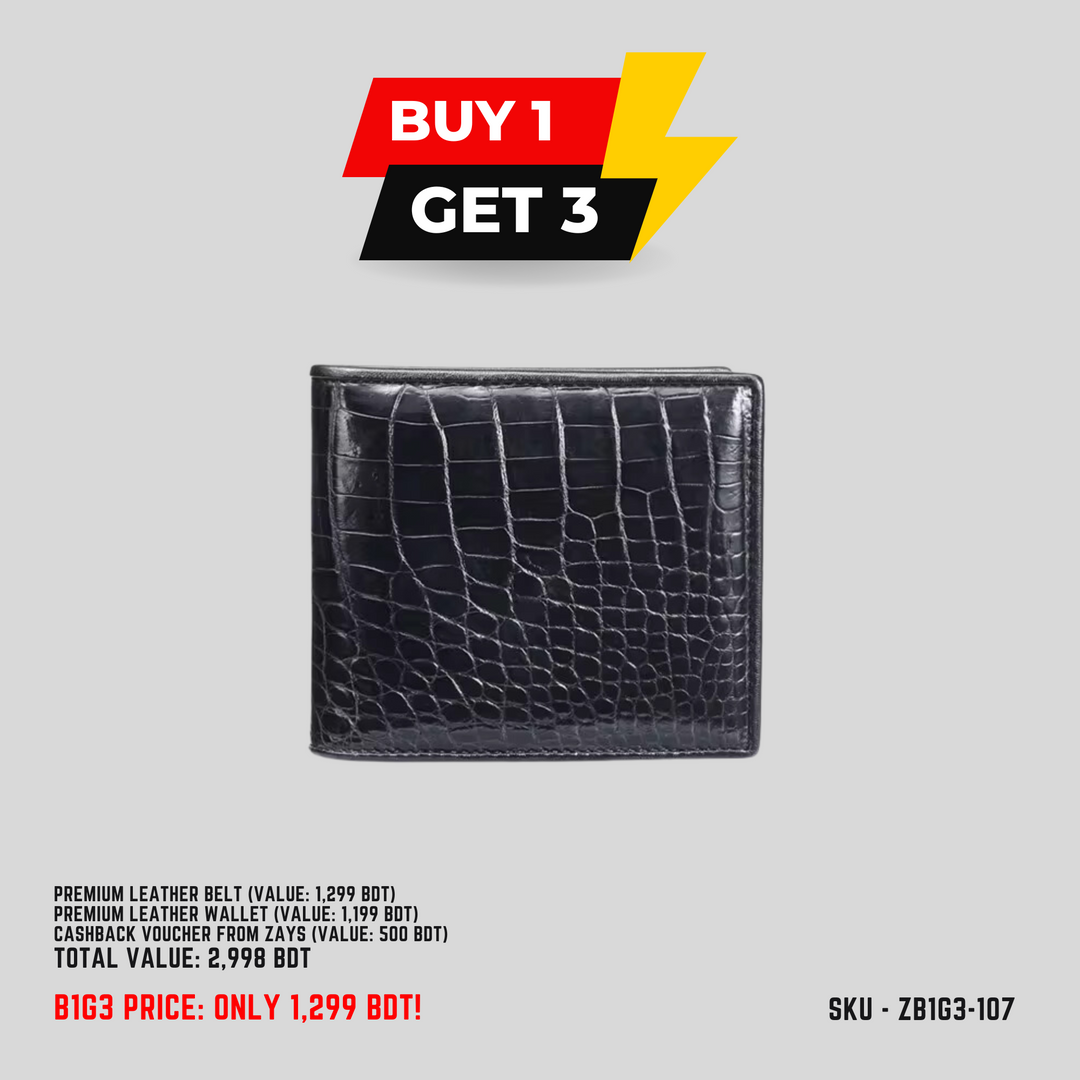 Zays B1G3 Offer: Buy Premium Leather Belt & Get Free Wallet + 500 BDT Gift Voucher | Limited Time Deal in Bangladesh