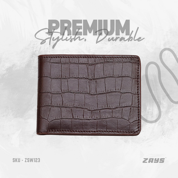 Zays Premium Crocodile Embossed Leather Short Wallet for Men – Stylish & Durable