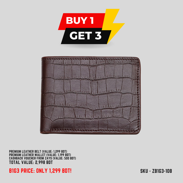 Zays B1G3 Offer: Buy Premium Leather Belt & Get Free Wallet + 500 BDT Gift Voucher | Limited Time Deal in Bangladesh