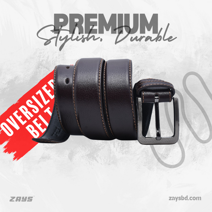 Zays Oversized Genuine Leather Belt for Men | Handcrafted 100% Full-Grain Leather | Durable & Adjustable Plus Size Belt (50"-70") | Classic Metal Buckle | Stylish Leather Belt for Jeans, Formal & Casual Wear | Perfect for Larger Waist Sizes 40" and Above