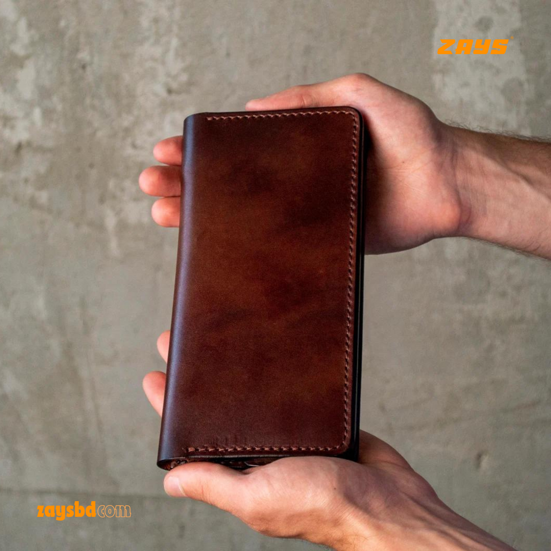 ZAYS Premium Quality Long Wallet for Men | 100% Genuine Pull-Up Leather | Handcrafted Durable & Stylish | Mobile Compartment, Multiple Card Slots & Cash Sections | Perfect for Business, Travel & Everyday Use | Luxury Gift Packaging | Pre-Order Available