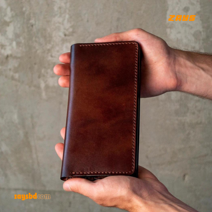 ZAYS Premium Quality Long Wallet for Men | 100% Genuine Pull-Up Leather | Handcrafted Durable & Stylish | Mobile Compartment, Multiple Card Slots & Cash Sections