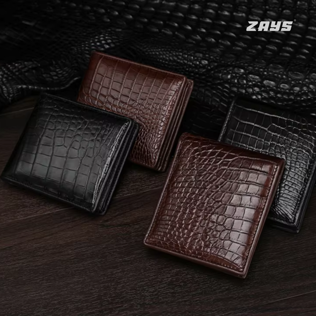 Zays Premium Crocodile Embossed Leather Short Wallet for Men – Stylish & Durable