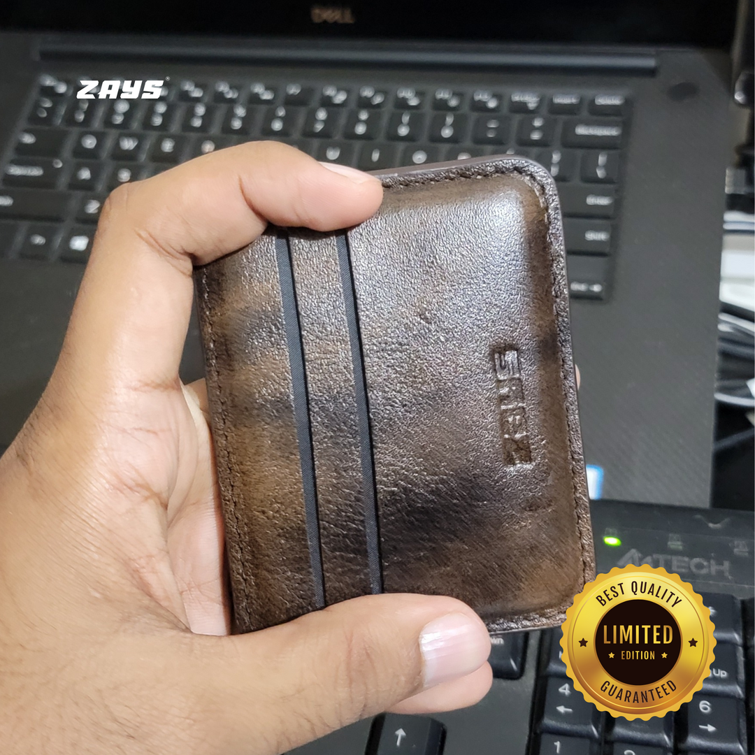 ZAYS Premium Handcrafted Leather Card Holder Mini Wallet for Unisex (Limited Edition) LE07