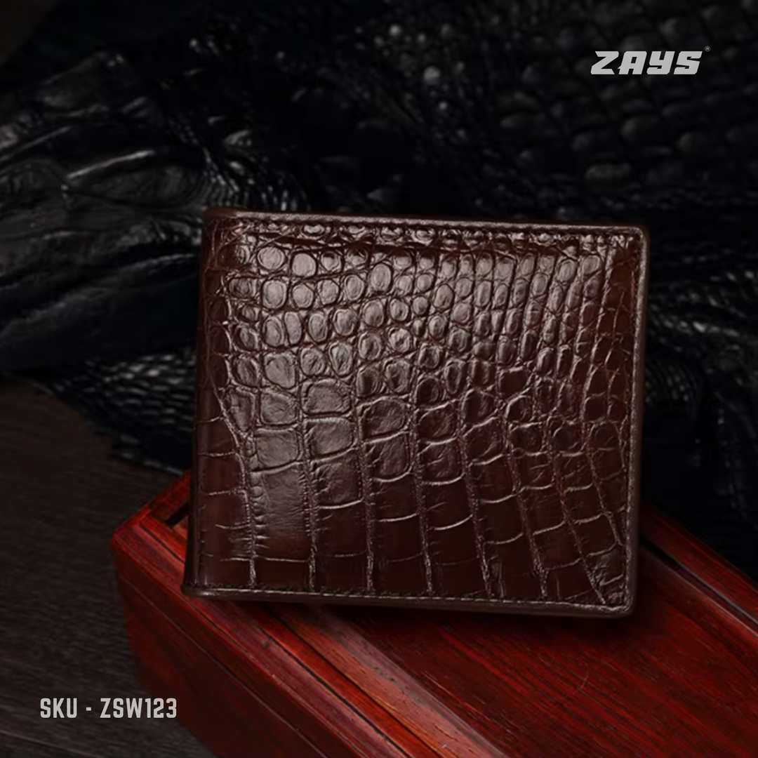 Zays Premium Crocodile Embossed Leather Short Wallet for Men – Stylish & Durable