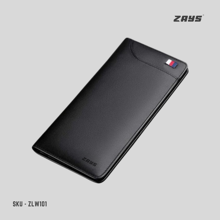 Zays Ultra-Thin Genuine Leather Long Wallet for Men & Women | Slim, Stylish & Durable Card Holder with Multiple Pockets