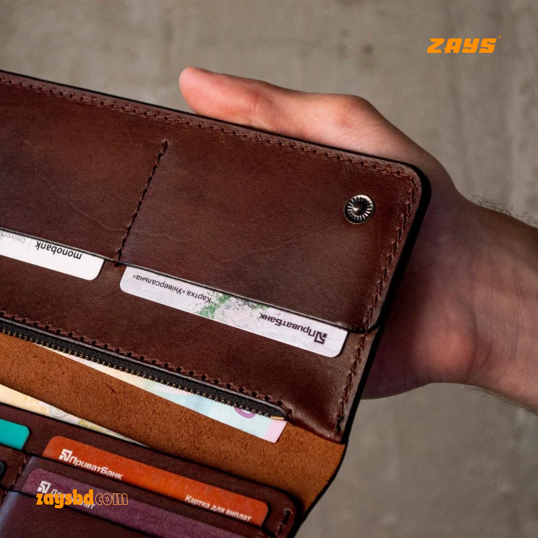 ZAYS Premium Quality Long Wallet for Men | 100% Genuine Pull-Up Leather | Handcrafted Durable & Stylish | Mobile Compartment, Multiple Card Slots & Cash Sections | Perfect for Business, Travel & Everyday Use | Luxury Gift Packaging | Pre-Order Available