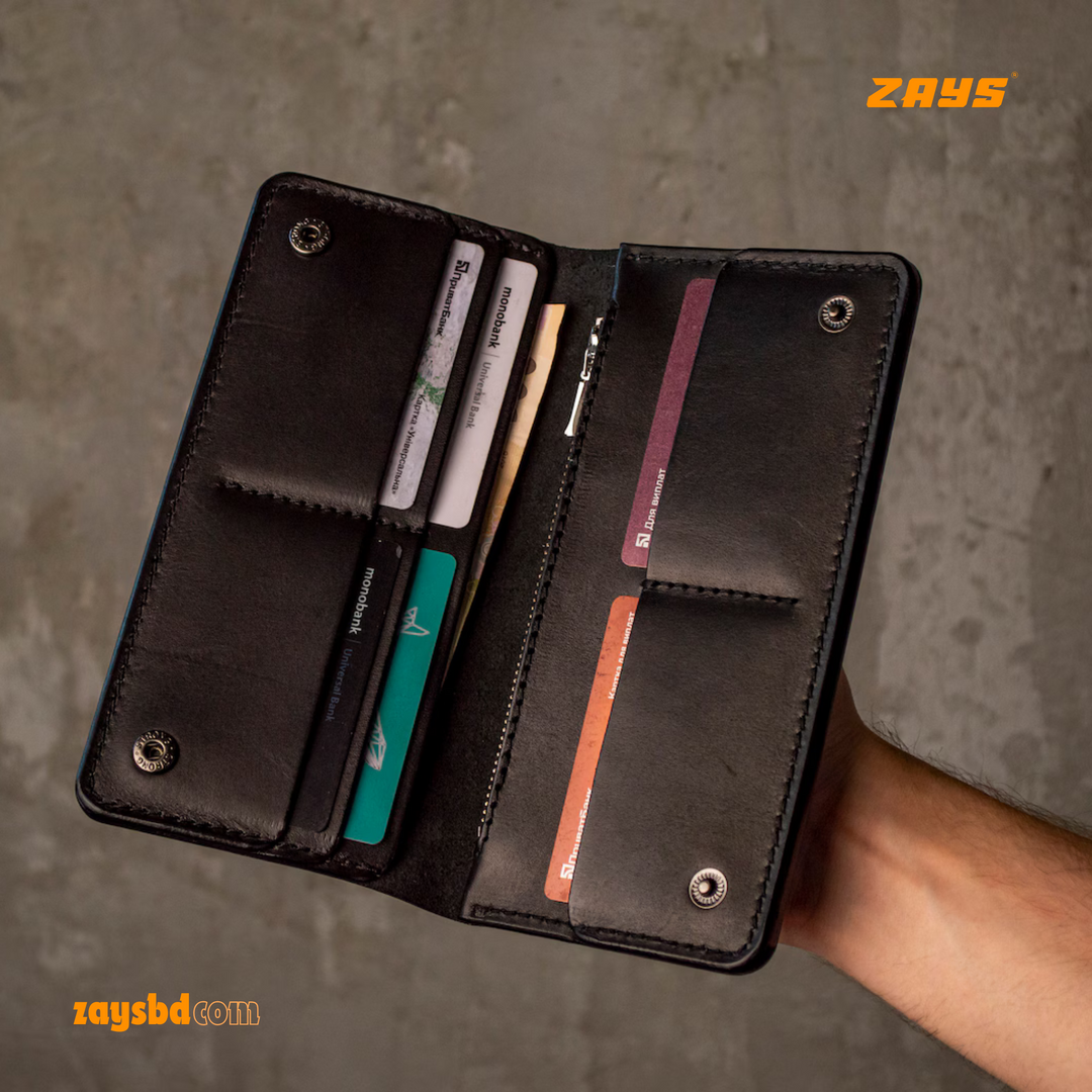 ZAYS Premium Quality Long Wallet for Men | 100% Genuine Pull-Up Leather | Handcrafted Durable & Stylish | Mobile Compartment, Multiple Card Slots & Cash Sections | Perfect for Business, Travel & Everyday Use | Luxury Gift Packaging | Pre-Order Available