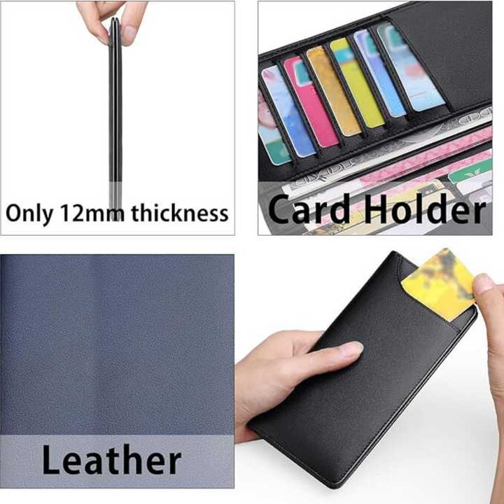 Zays Ultra-Thin Genuine Leather Long Wallet for Men & Women | Slim, Stylish & Durable Card Holder with Multiple Pockets