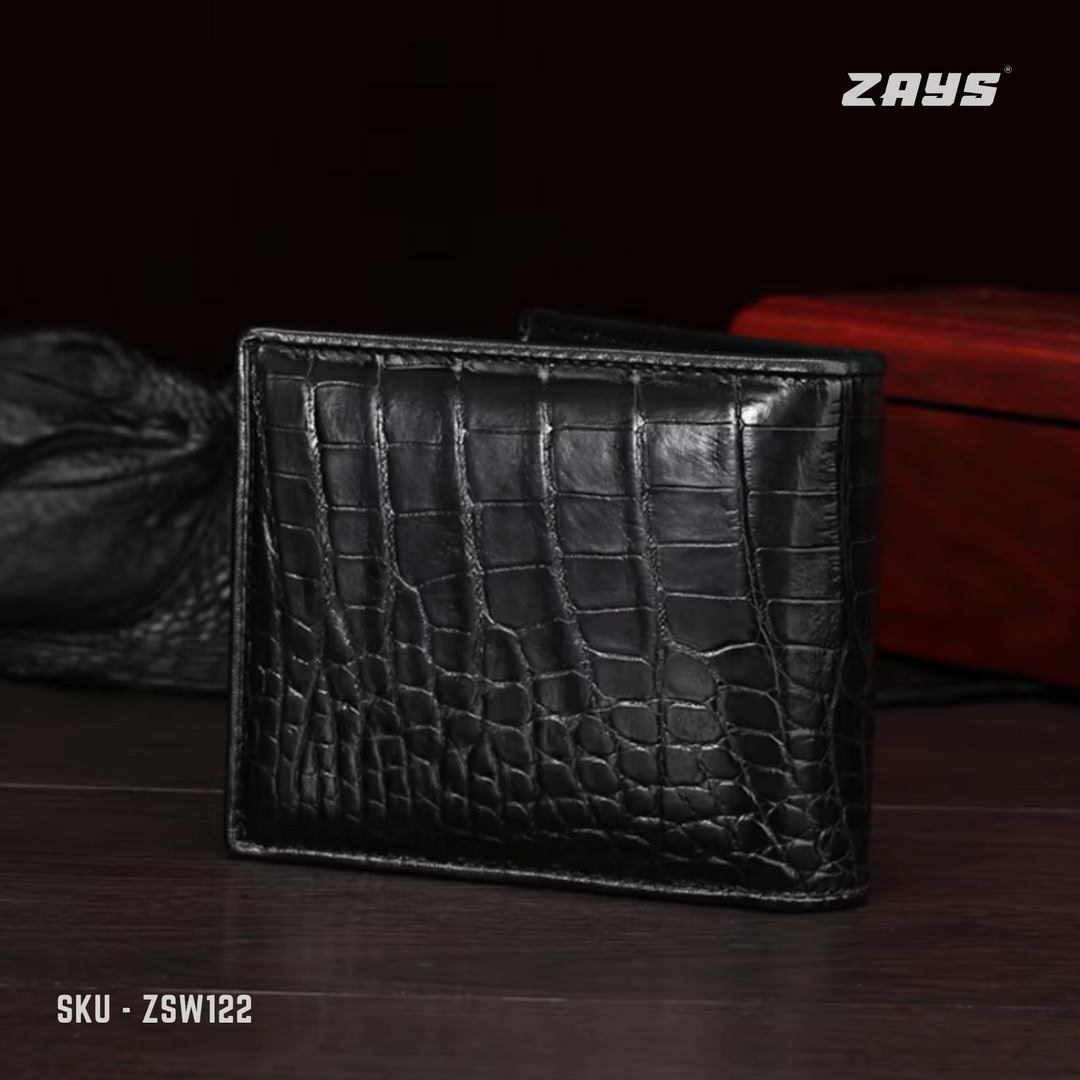 Zays Premium Crocodile Embossed Leather Short Wallet for Men – Stylish & Durable