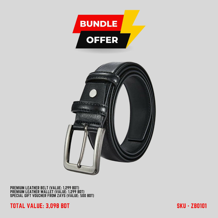 Zays Special Bundle Offer: Premium Leather Belt, Wallet & Exclusive 500 TK Gift Voucher & Free Delivery