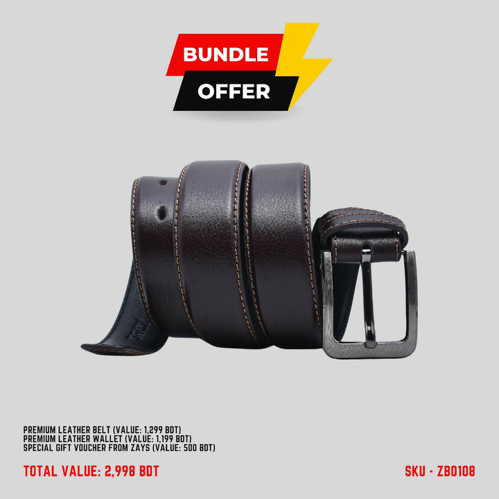 Zays Special Bundle Offer: Premium Leather Belt, Wallet & Exclusive 500 TK Gift Voucher & Free Delivery