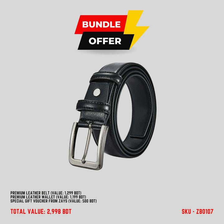 Zays Special Bundle Offer: Premium Leather Belt, Wallet & Exclusive 500 TK Gift Voucher & Free Delivery