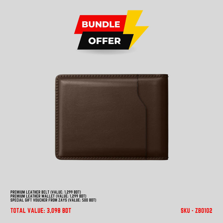 Zays Special Bundle Offer: Premium Leather Belt, Wallet & Exclusive 500 TK Gift Voucher & Free Delivery