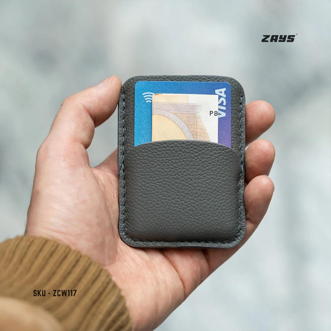 Zays Premium Leather Handcrafted Super Slim Card Holder Mini Wallet