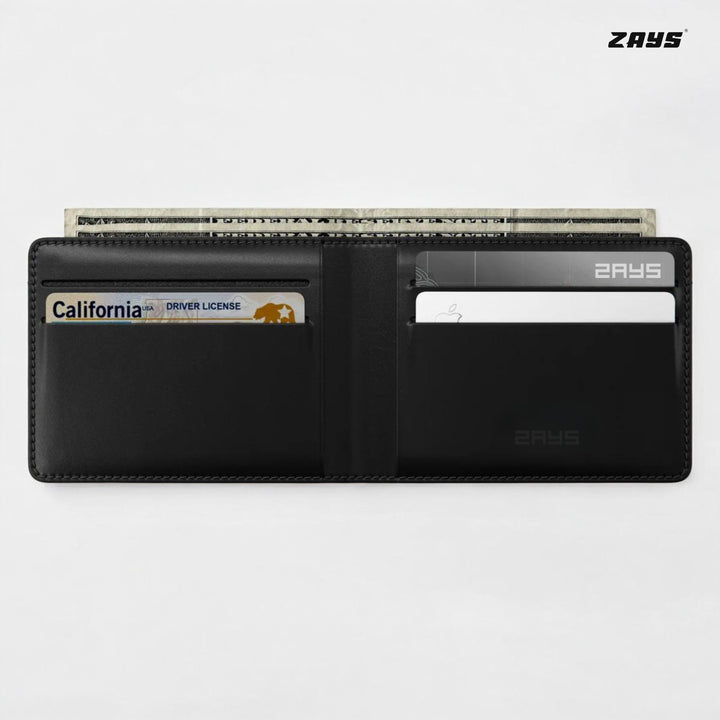 Zays Premium Leather Handcrafted Super Slim Bifold Short Wallet