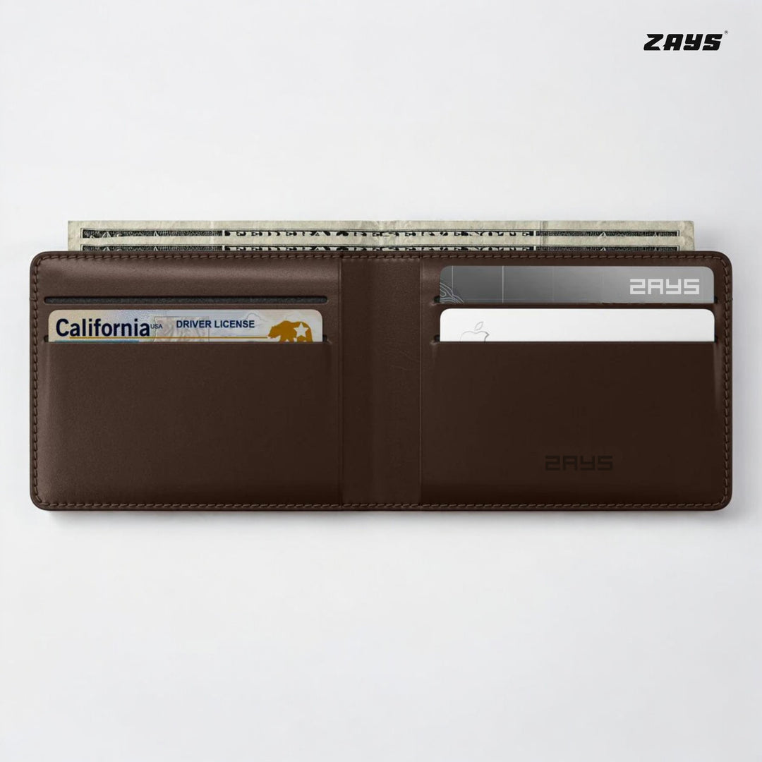 Zays Premium Leather Handcrafted Super Slim Bifold Short Wallet