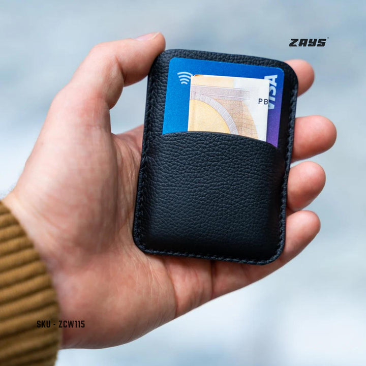 Zays Premium Leather Handcrafted Super Slim Card Holder Mini Wallet