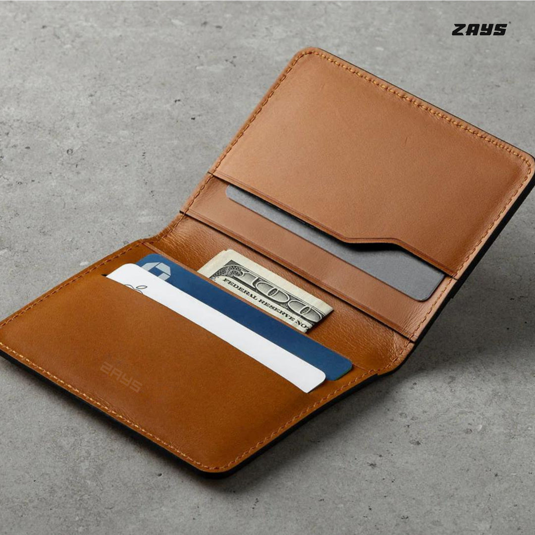 Zays Premium Leather Handcrafted Super Slim Card Holder Mini Wallet