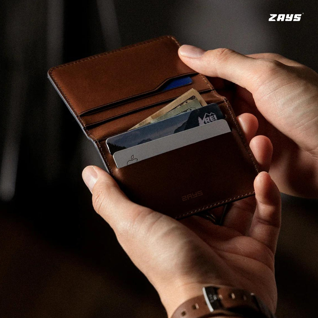 Zays Premium Leather Handcrafted Super Slim Card Holder Mini Wallet