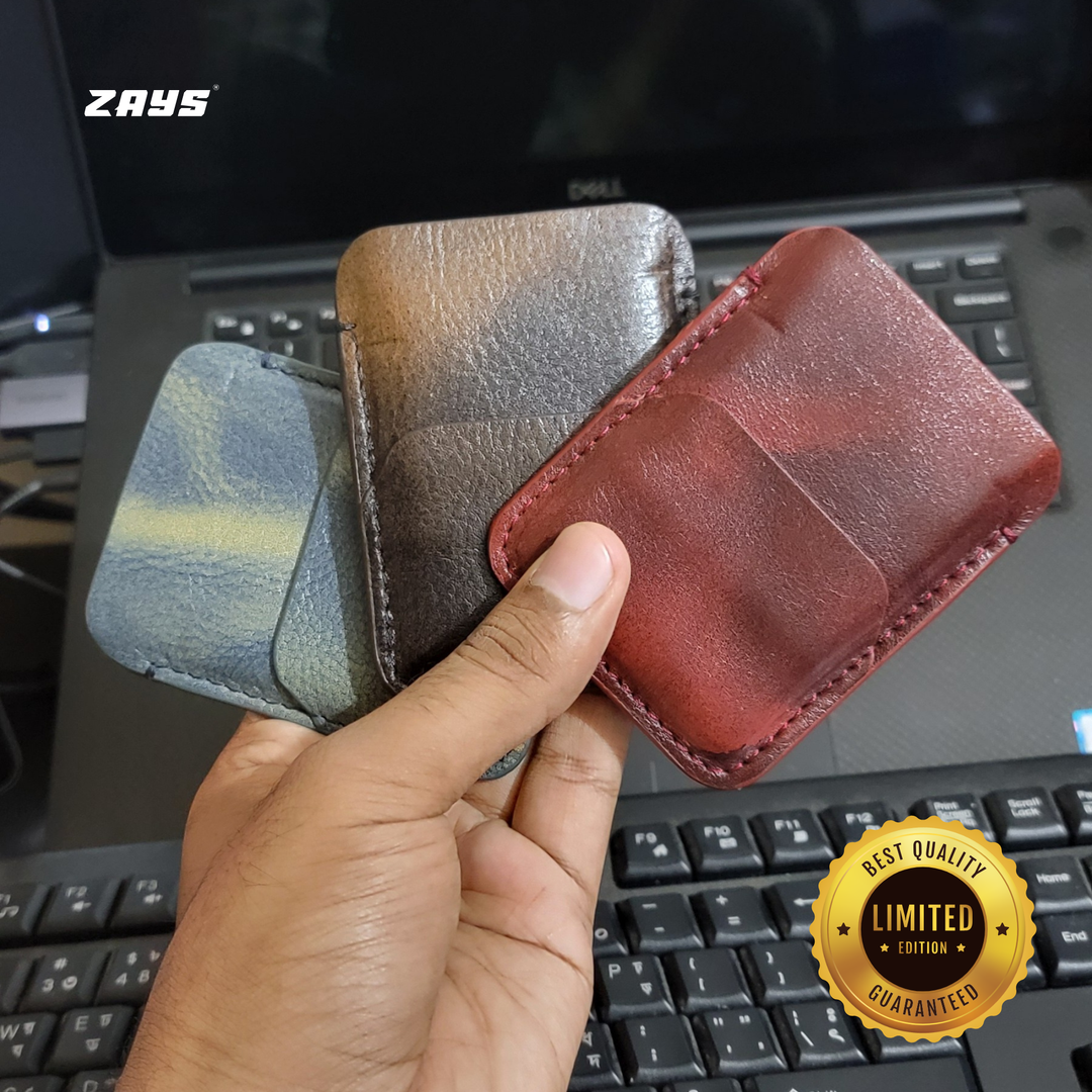 ZAYS Premium Handcrafted Leather Card Holder Mini Wallet for Unisex (Limited Edition) LE01