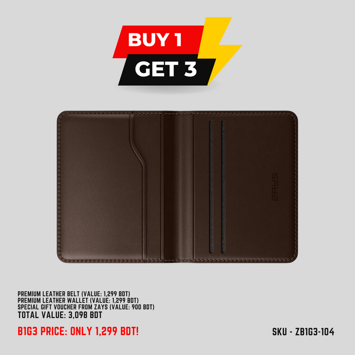 ZAYS B1G3 Offer: Buy Premium Leather Belt & Get Free Card Holder + 900 BDT Gift Voucher | Limited Time in Bangladesh