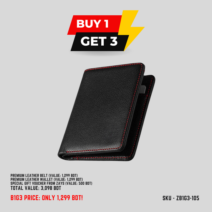 Zays B1G3 Offer: Buy Premium Leather Belt & Get Free Wallet + 500 BDT Gift Voucher | Limited Time Deal in Bangladesh