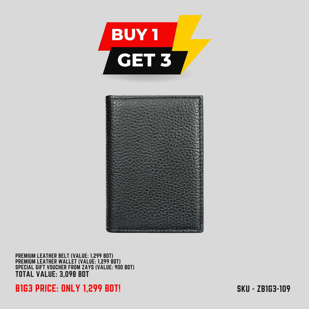 ZAYS B1G3 Offer: Buy Premium Leather Belt & Get Free Card Holder + 900 BDT Gift Voucher | Limited Time in Bangladesh