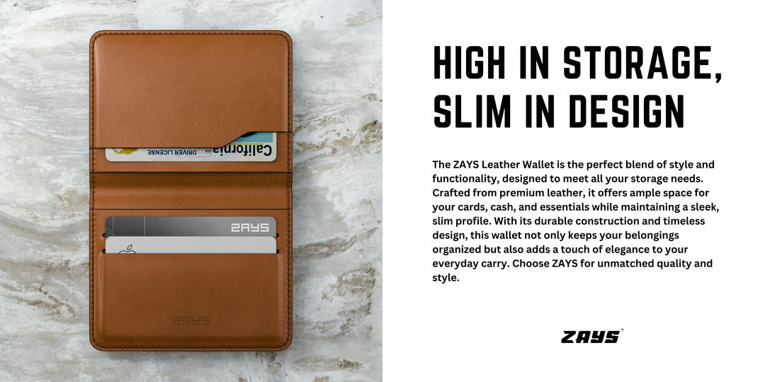 Zays Premium Leather Handcrafted Super Slim Card Holder Mini Wallet