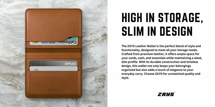 Zays Premium Leather Handcrafted Super Slim Card Holder Mini Wallet