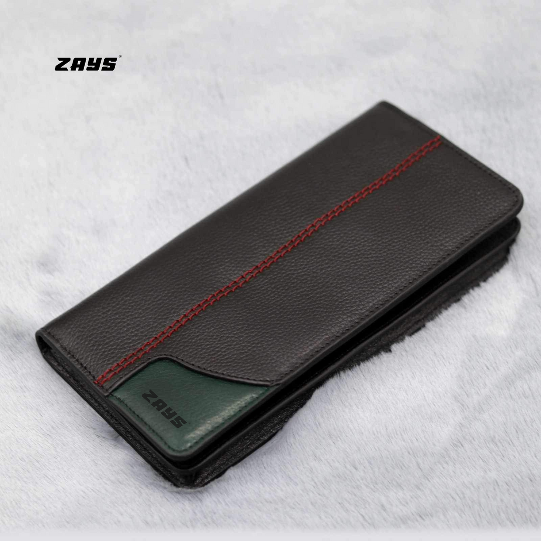 Zays Genuine Leather Long Wallet for Men & Women | Slim, Stylish & Durable Card Holder with Multiple Pockets