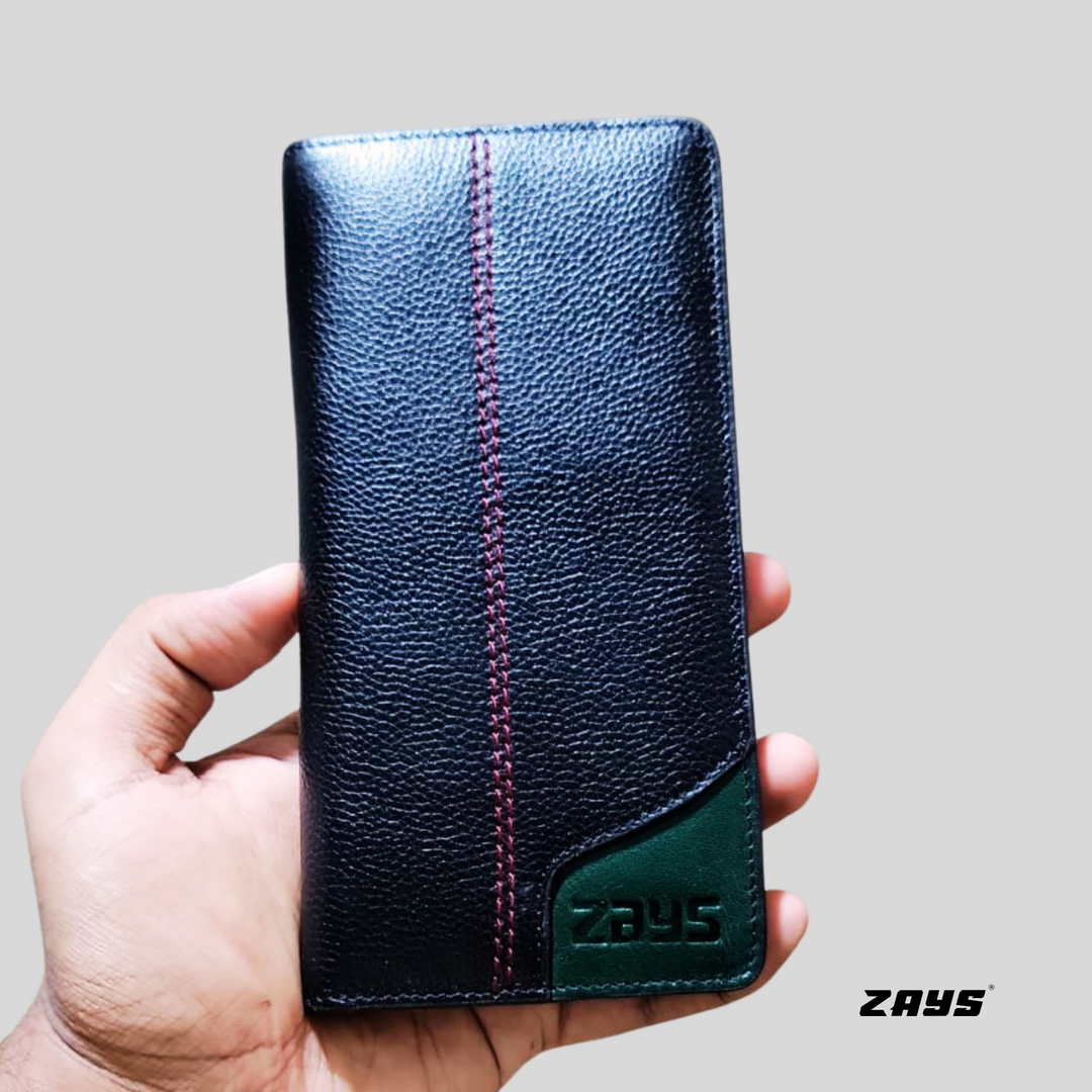 Zays Genuine Leather Long Wallet for Men & Women | Slim, Stylish & Durable Card Holder with Multiple Pockets