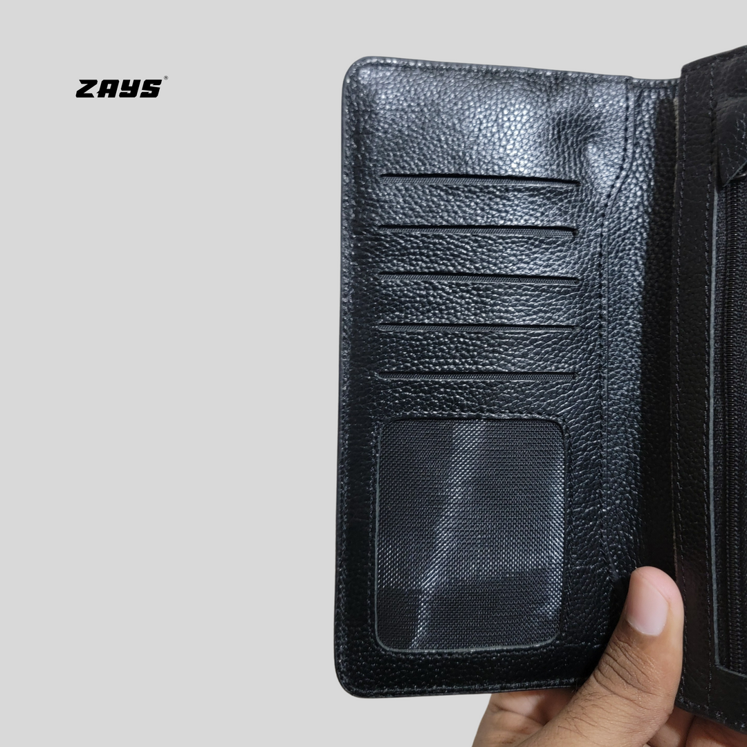 Zays Genuine Leather Long Wallet for Men & Women | Slim, Stylish & Durable Card Holder with Multiple Pockets