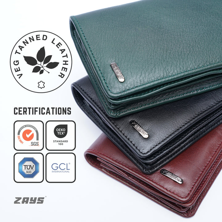 Zays Handcrafted Premium Eco-Friendly Leather Long Wallet for Mobile & Many things – Slim, Durable & Stylish Wallet for Unisex – Top-Grain Leather, Compact & Lightweight