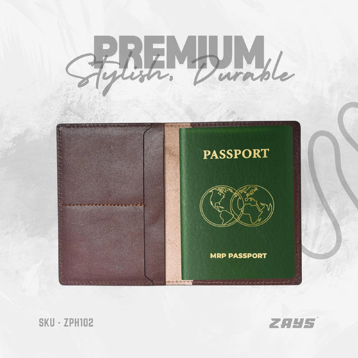 ZAYS Premium Leather Passport Cover Holder | Fits MRP Passport | Stylish, Durable & Travel Essential for Men & Women