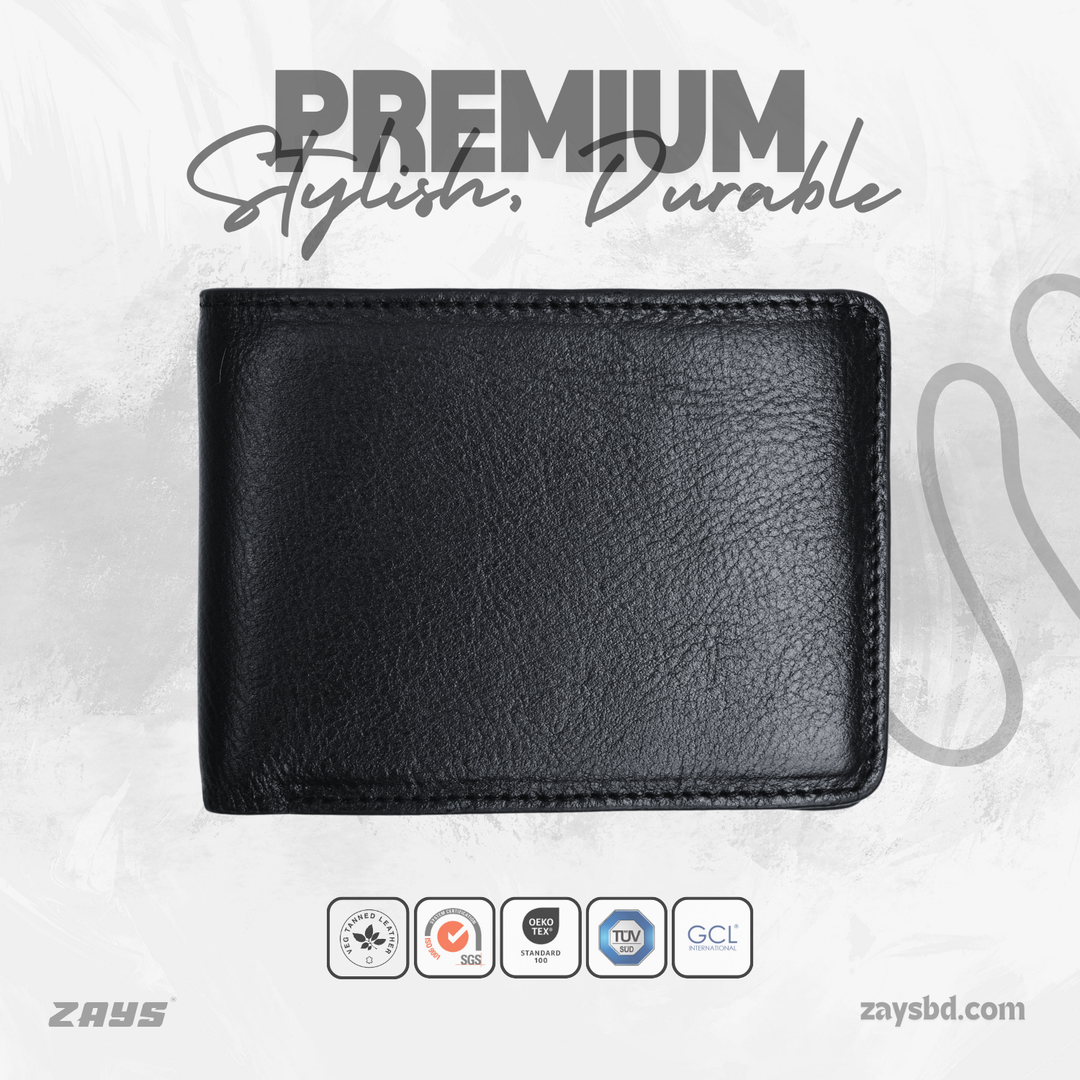 Zays Premium Handcrafted Slim Bifold Eco-friendly Leather Short Wallet for Unisex