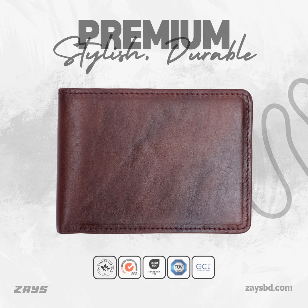 Zays Premium Handcrafted Slim Bifold Eco-friendly Leather Short Wallet for Unisex