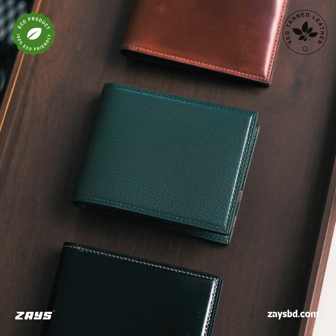 Zays Premium Handcrafted Slim Bifold Eco-friendly Leather Short Wallet for Unisex